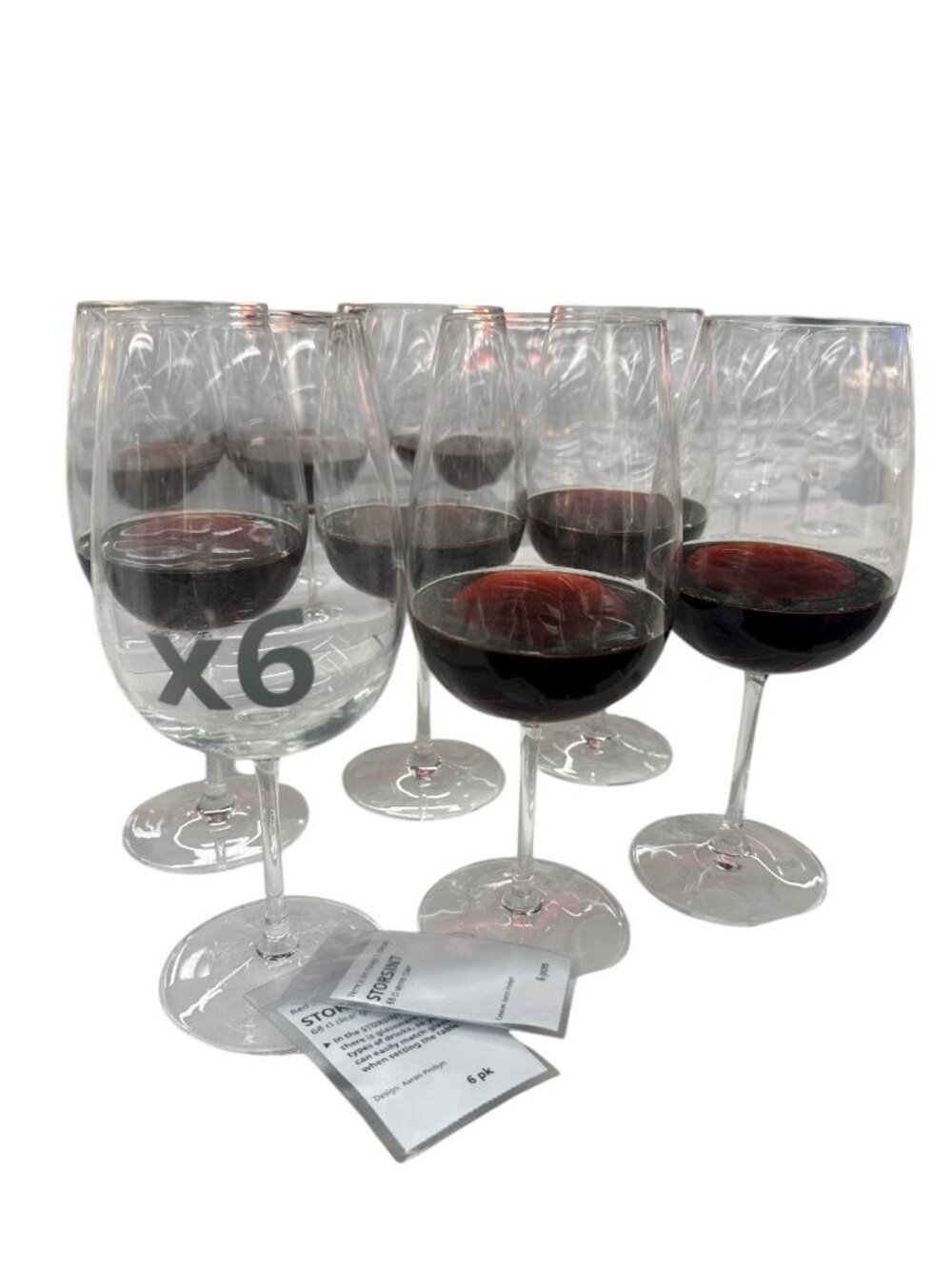 New IKEA STORSINT Red Wine Glass Clear Glass 67 cl (23 oz) 6 pack 203.962.98